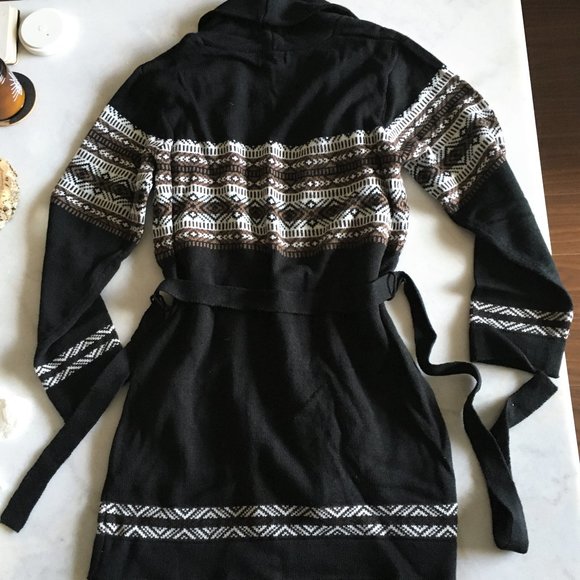 New! Mark knit long open cardigan black brown - Picture 5 of 12